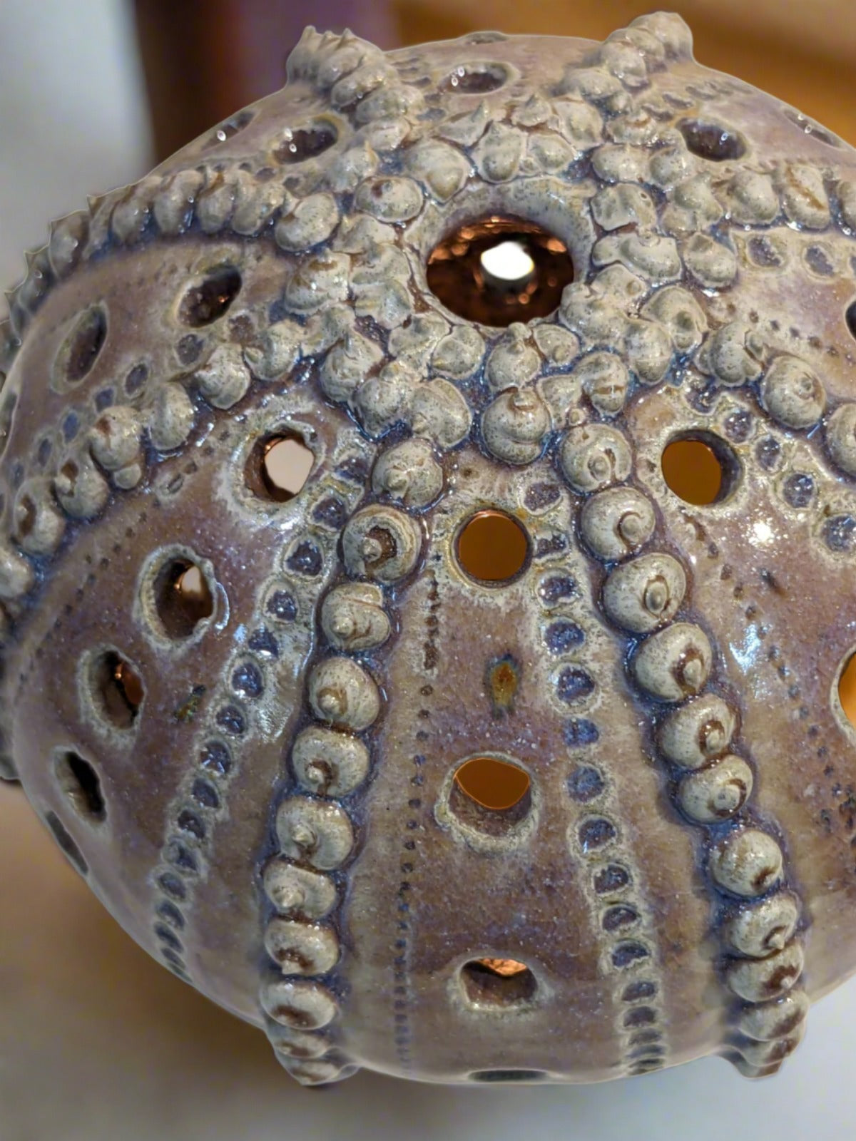 Sea Urchin Candle Holder Serene Natural Tone ABORIGINAL SIX SEASONS