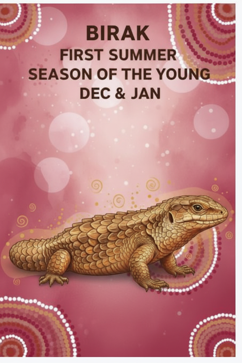 Birak Season Card with Illustrated Lizard