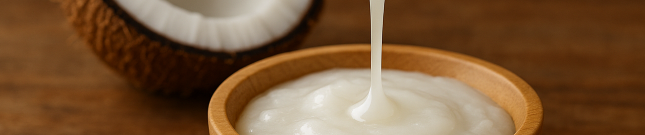 coconut oil being poured into a bowl