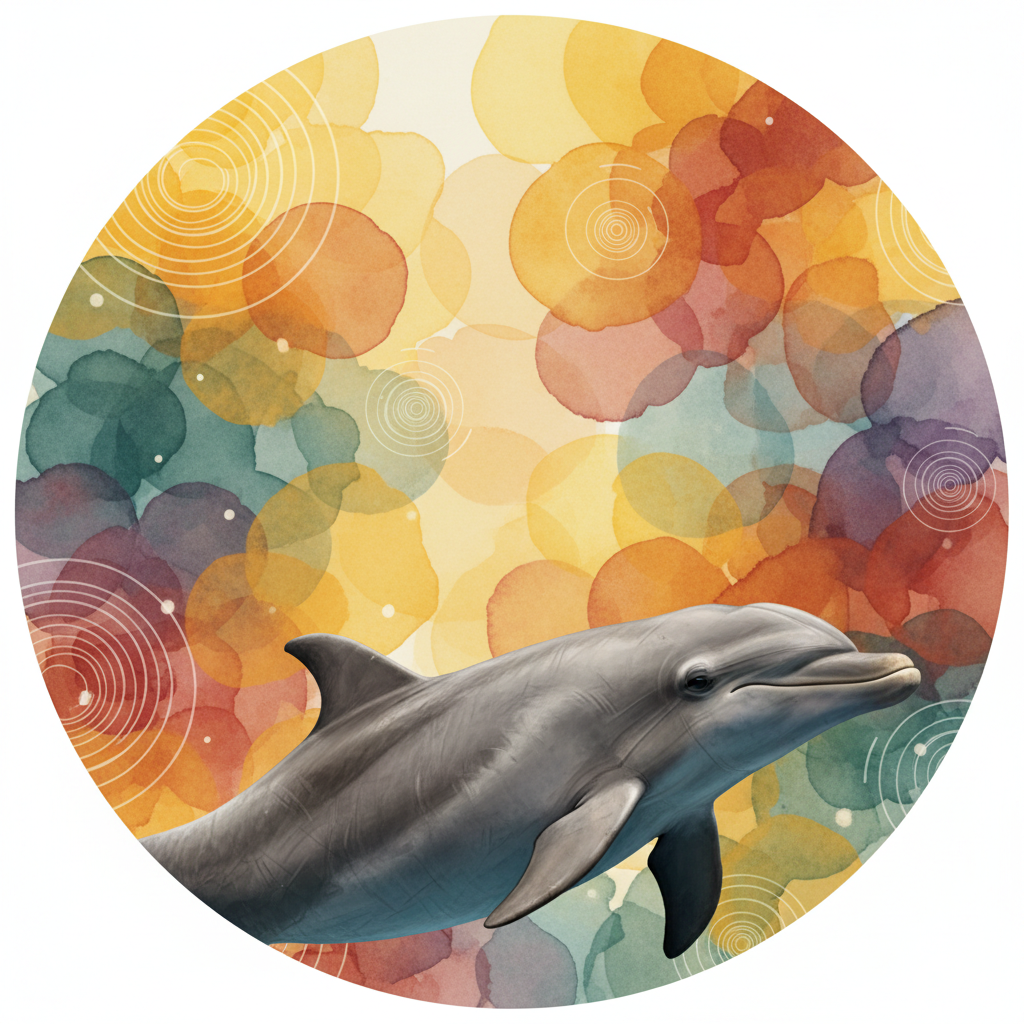 Realistic Dolphin – Watercolour Circle